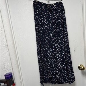Chic Floral Print Maxi Skirt in Navy buttons all the way down front